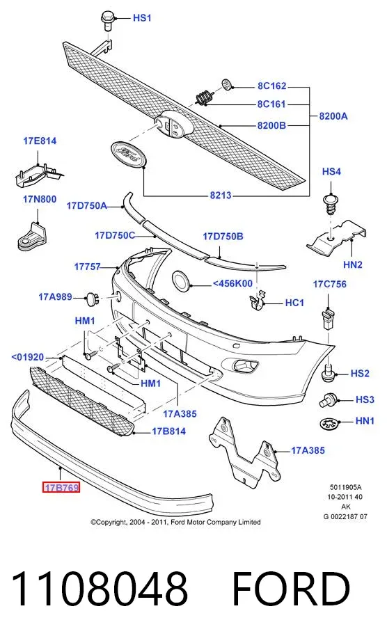 Спойлер переднього бампера 1108048 Ford