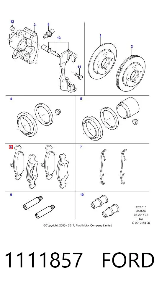Передні тормозні колодки 1111857 Ford