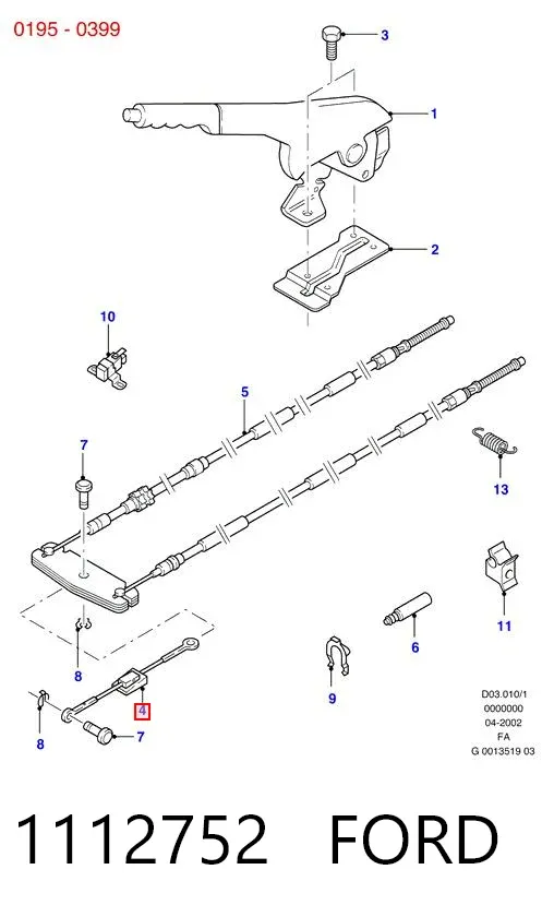 Трос ручного гальма передній 1112752 Ford