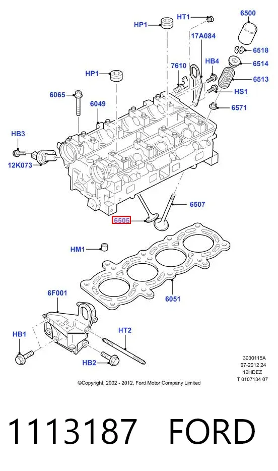 Клапан випускний 1113187 Ford