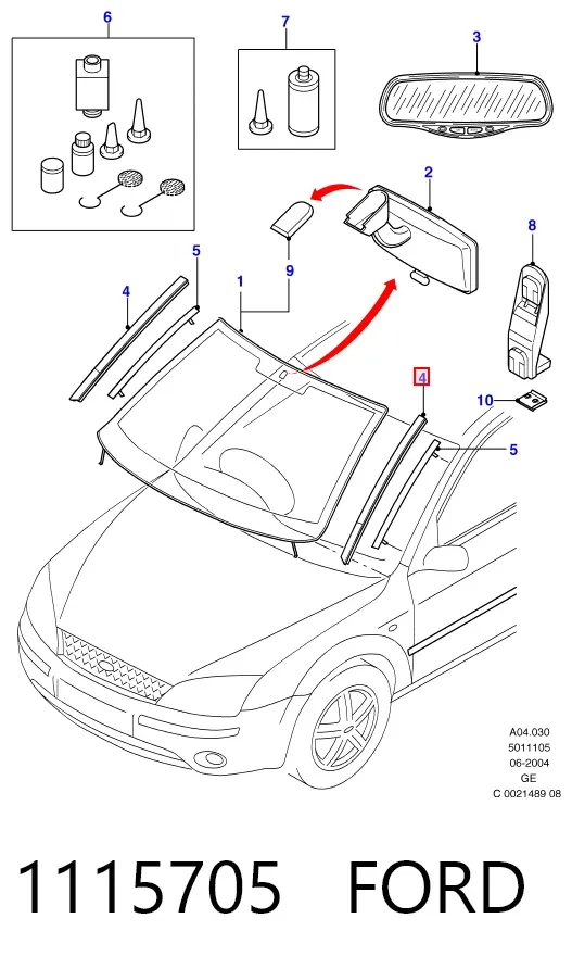 Молдинг лобового скла, лівий 1115705 Ford