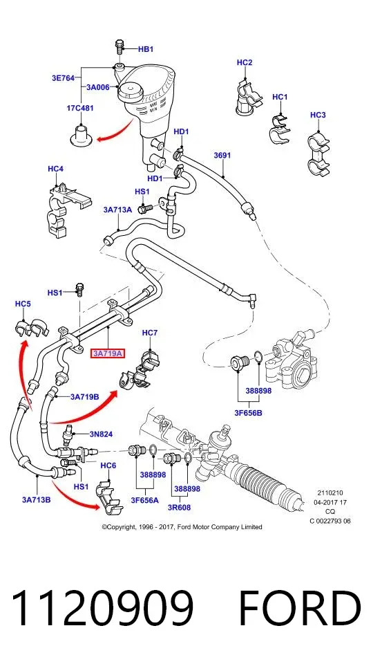 Шланг гідропідсилювача 1120909 Ford