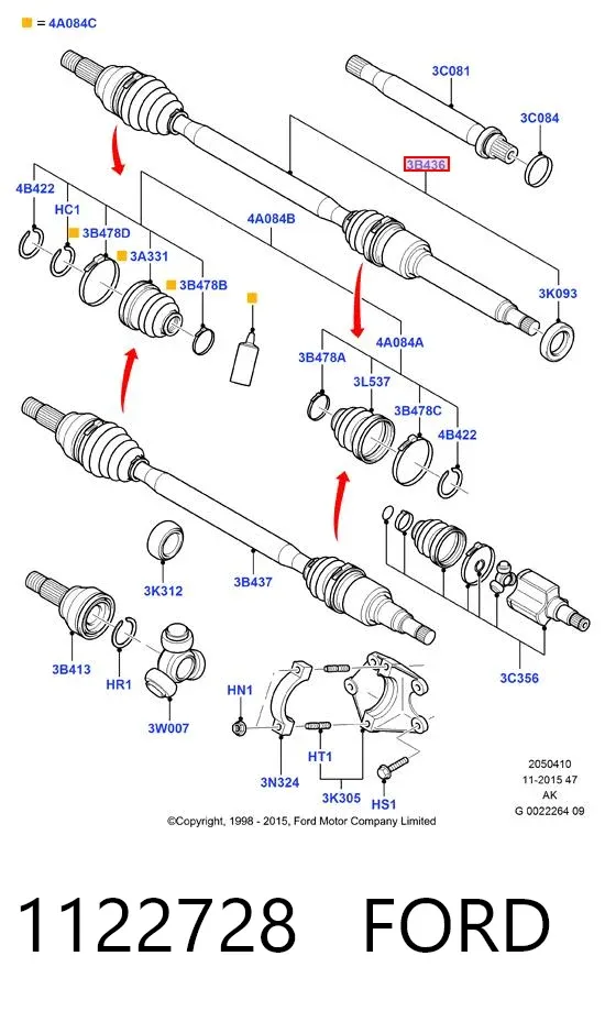 Піввісь права 1122728 Ford
