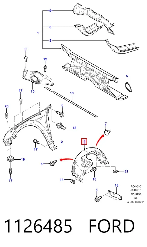 Підкрилок передній правий 1126485 Ford