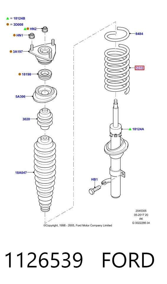 Пружина передня 1126539 Ford