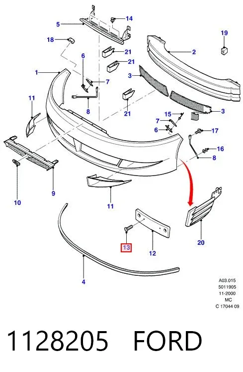Крило переднє ліве 1128205 Ford
