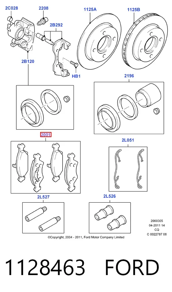 Передні тормозні колодки 1128463 Ford