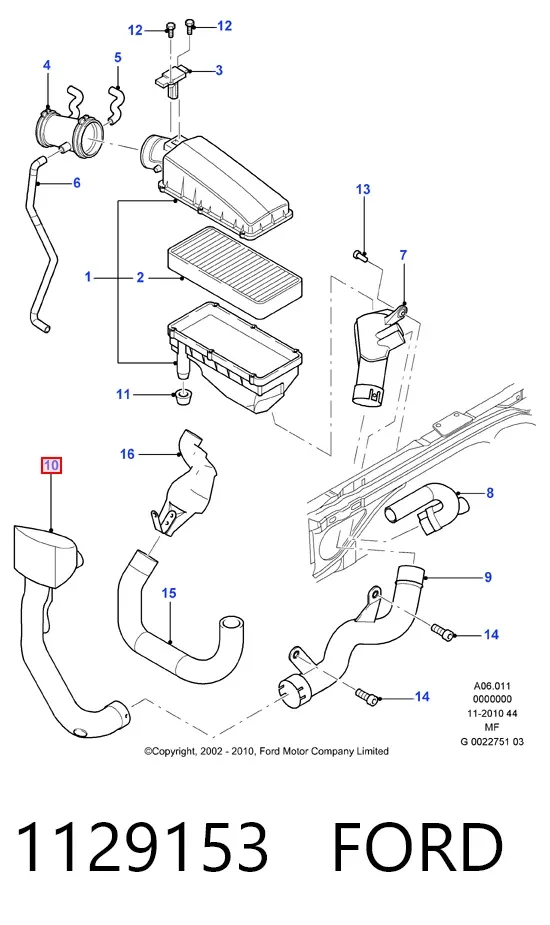 Повітрозабірник повітряного фільтра Ford Mondeo III