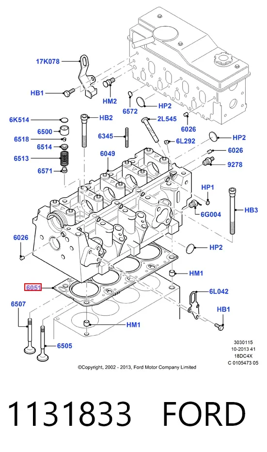 Прокладка ГБЦ 1131833 Ford