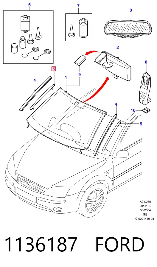 Замок молдингу лобового скла 1136187 Ford