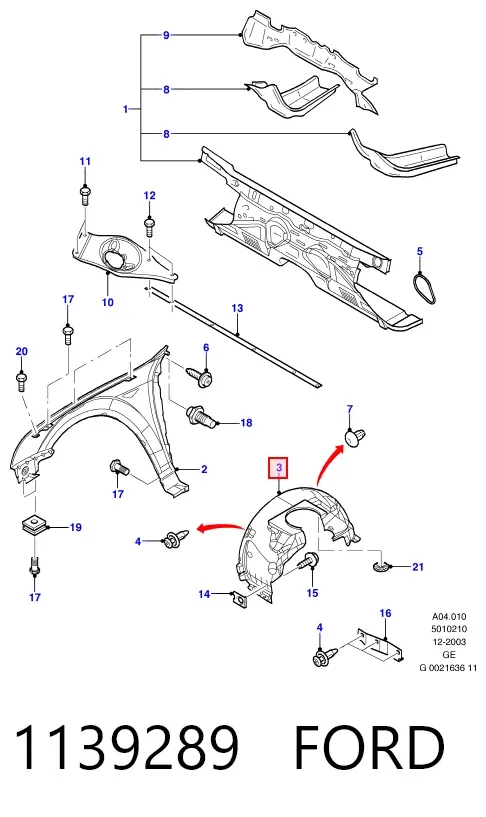 Підкрилок передній лівий 1139289 Ford
