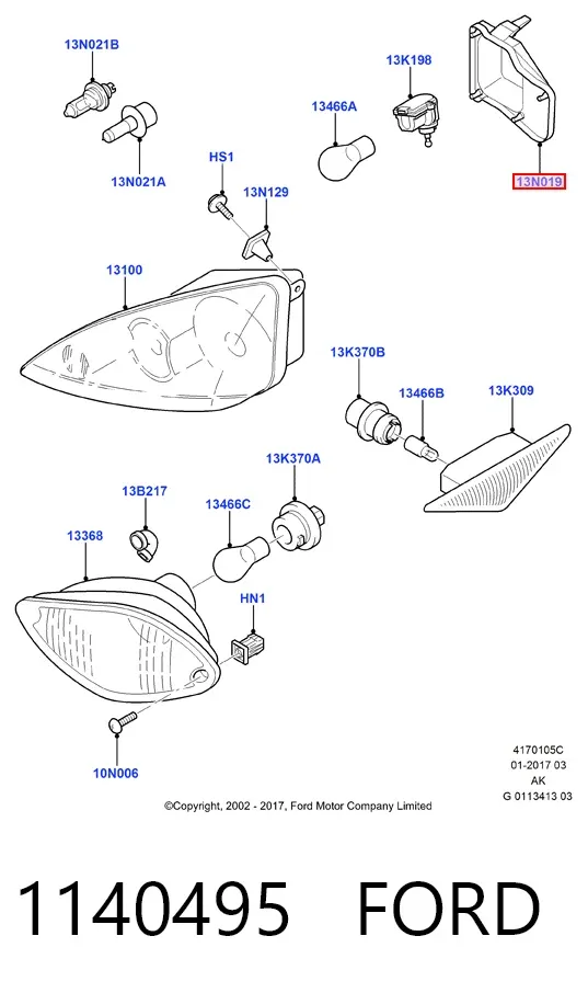 Кришка фари правої 1140495 Ford