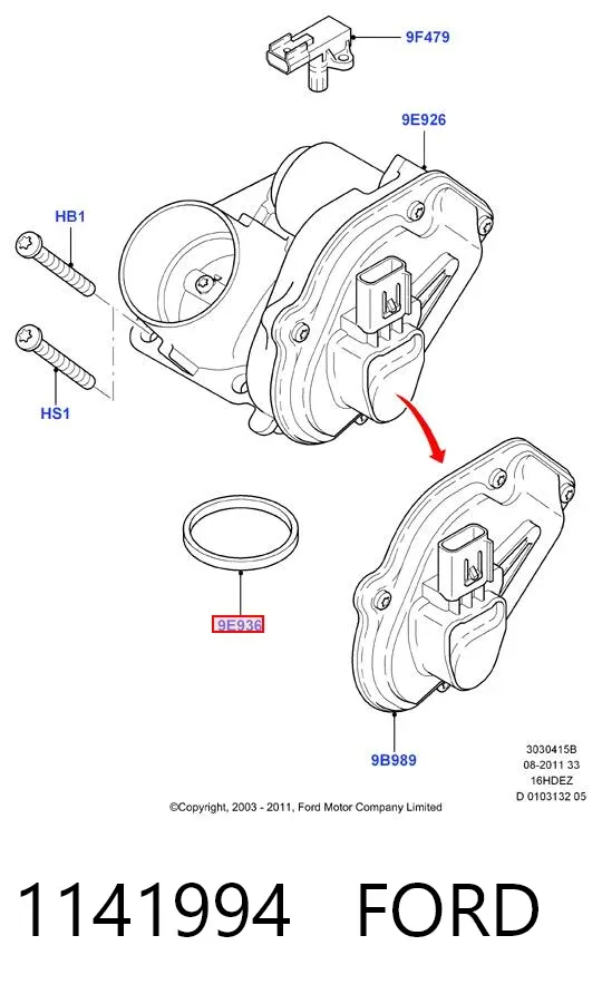 Прокладка дросельної заслінки 1141994 Ford