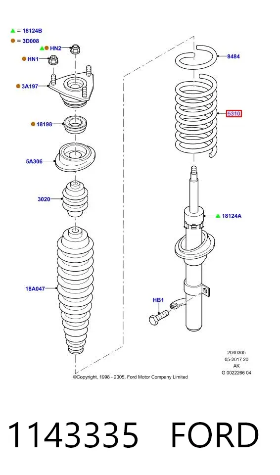 Пружина передня 1143335 Ford