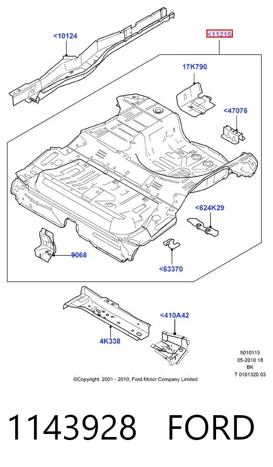 Днище багажника/ніша запасного колеса 1143928 Ford