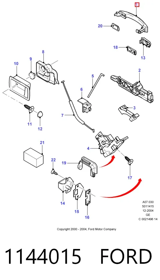 Ручка передньої двері зовнішня 1144015 Ford