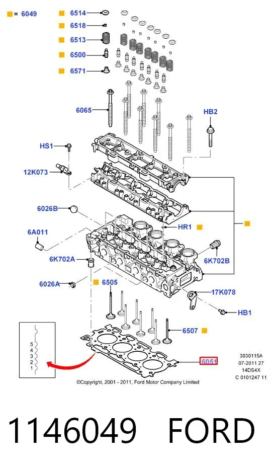 Прокладка ГБЦ 1146049 Ford