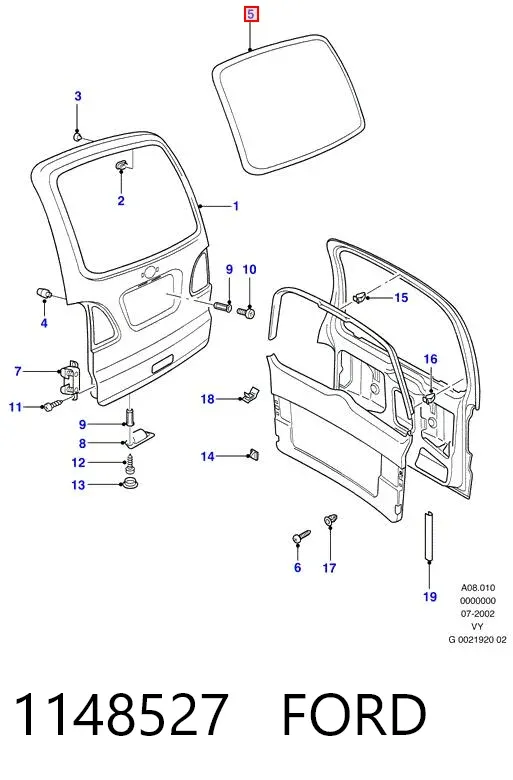 Скло заднє, 3/5-й двері (ляди) 1148527 Ford