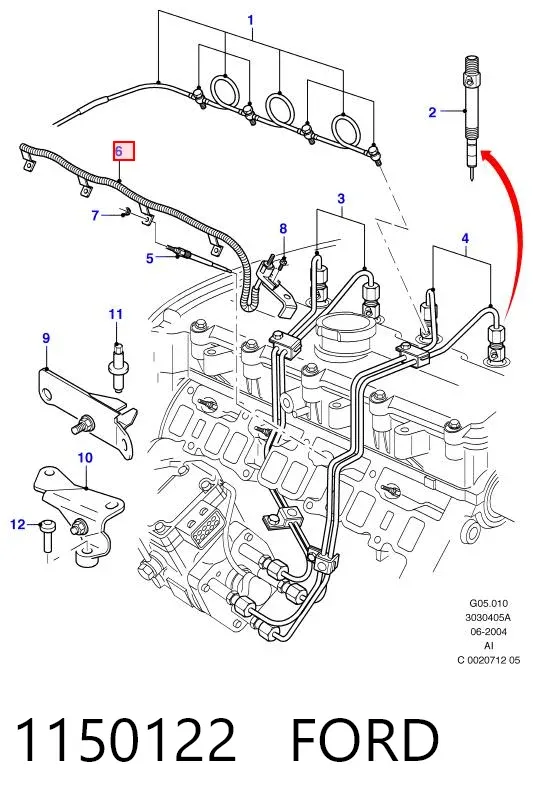 Дріт свічок накалювання 1150122 Ford