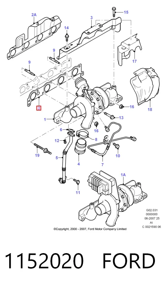 Прокладка колектора 1152020 Ford