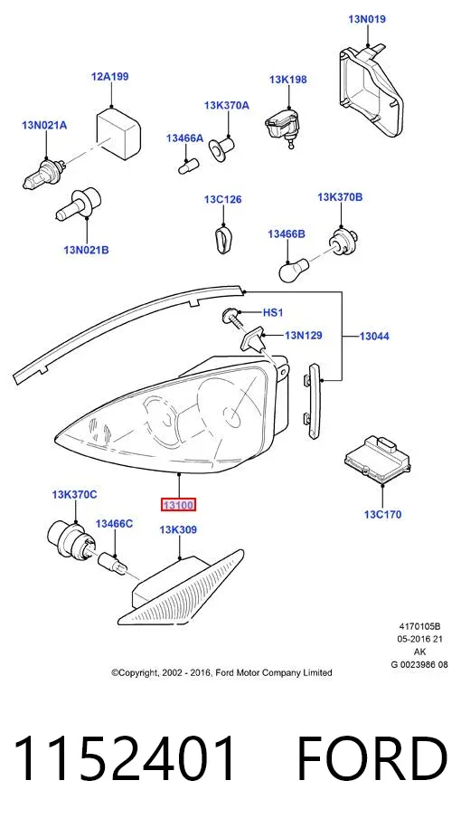 Фара права 1152401 Ford