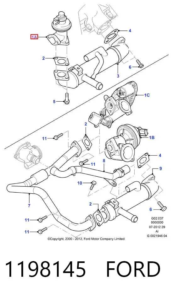 Клапан ЄГР 1198145 Ford