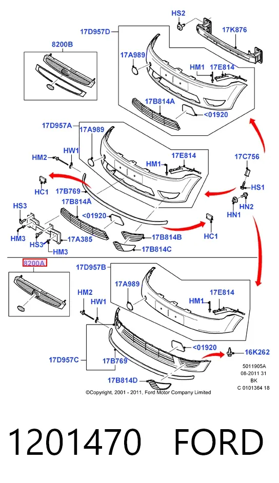 Решітка радіатора 1201470 Ford