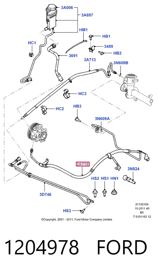 Шланг гідропідсилювача 1204978 Ford