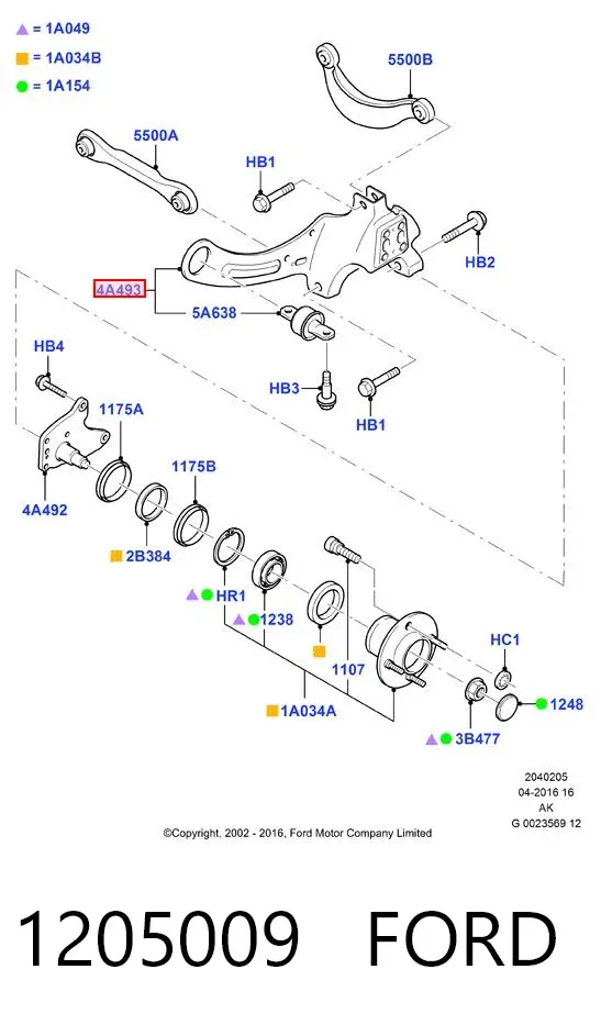 Цапфа - поворотний кулак задній, лівий 1205009 Ford