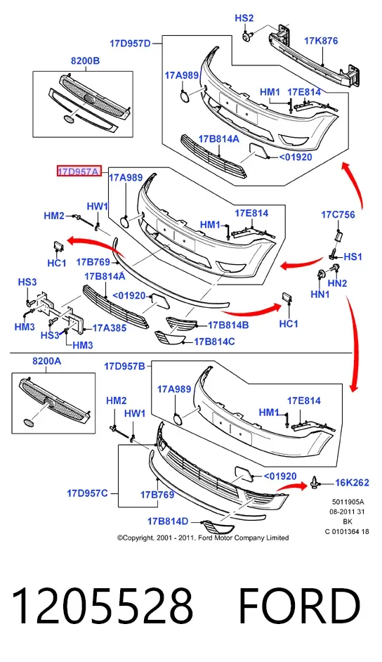 Передній бампер Ford Fiesta Mk5