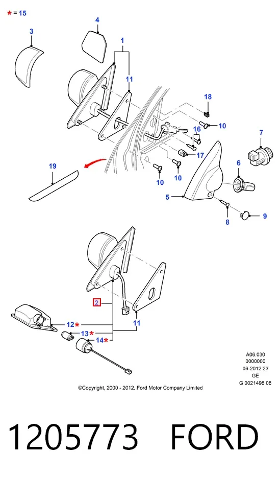 Дзеркало праве 1205773 Ford