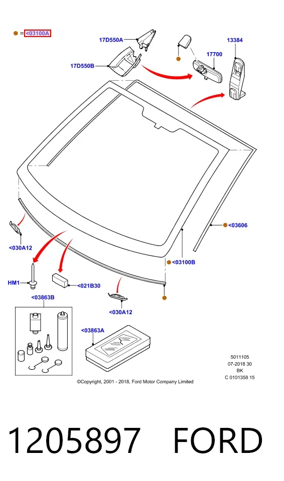 Лобове скло Ford Fiesta Mk5