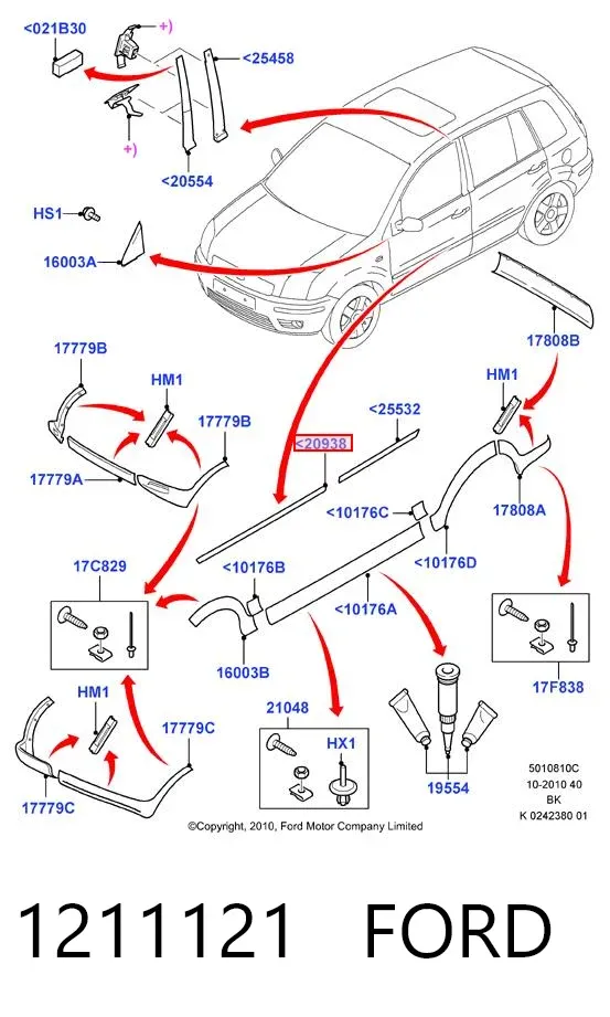 Молдинг передньої правої двері 1211121 Ford