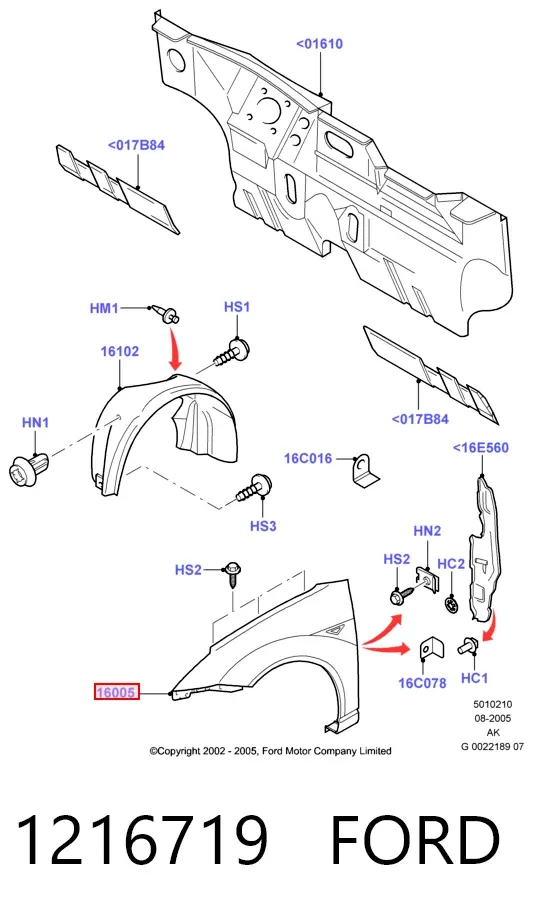 Крило переднє ліве 1216719 Ford