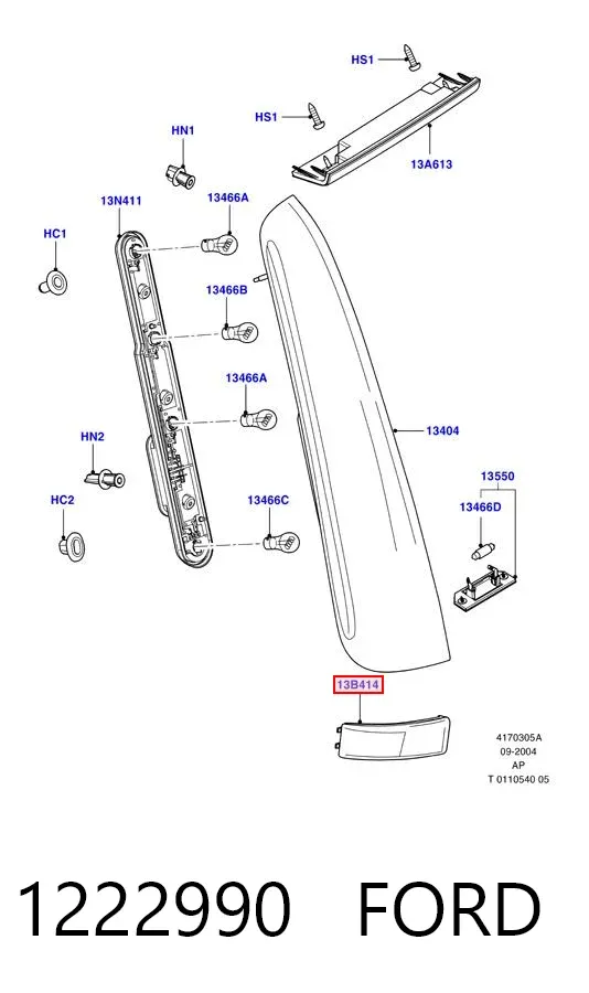 Катафот (відбивач) заднього бампера, правий 1222990 Ford