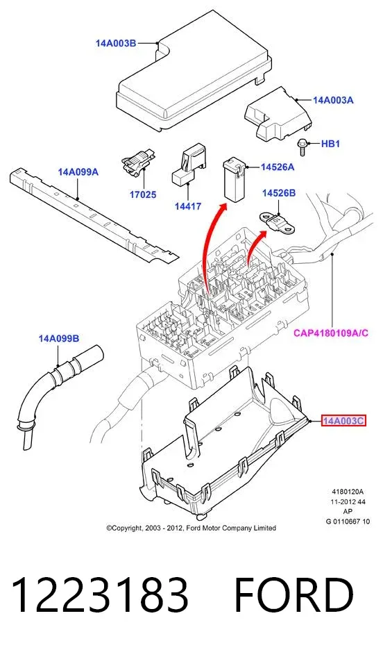 Корпус блока запобіжників 1223183 Ford