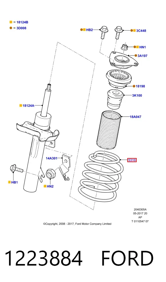 Пружина передня 1223884 Ford