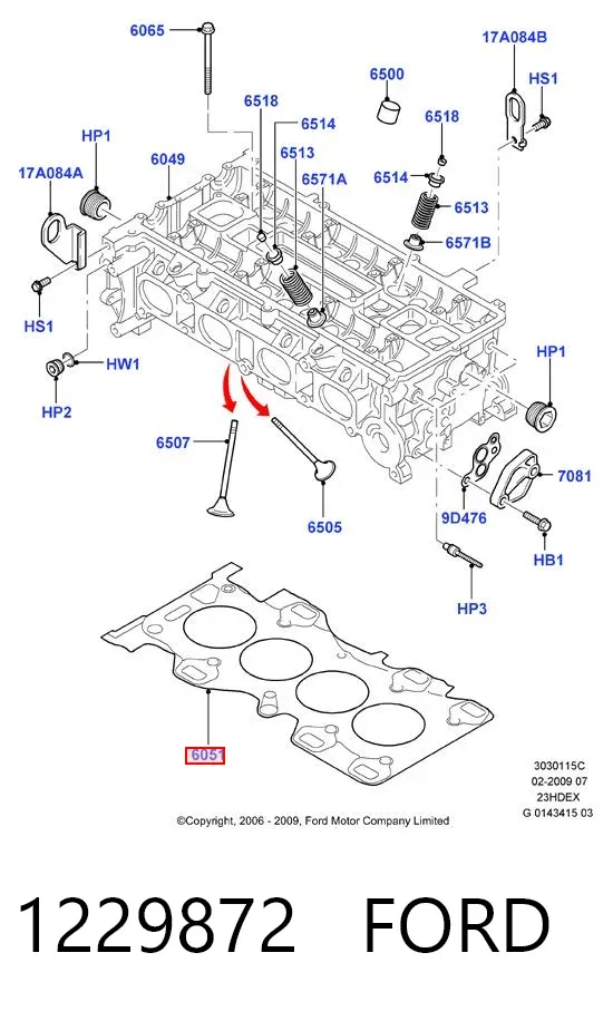 Прокладка ГБЦ 1229872 Ford