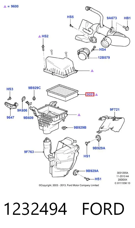 Повітряний фільтр 1232494 Ford