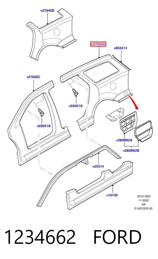 Крило заднє праве 1234662 Ford