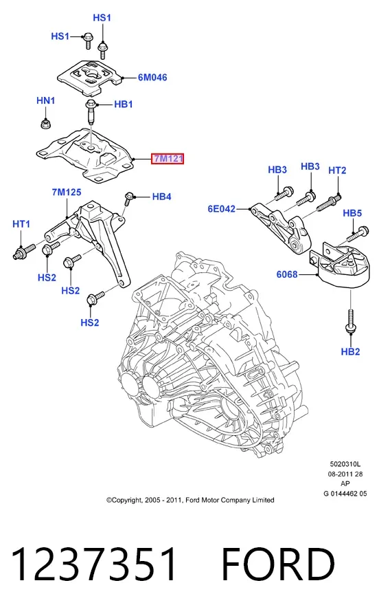Подушка (опора) двигуна, ліва верхня 1237351 Ford