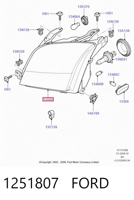 Фара ліва 1251807 Ford