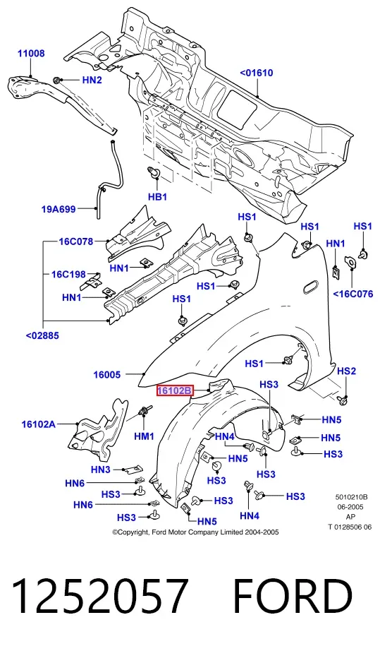Підкрилок передній правий 1252057 Ford
