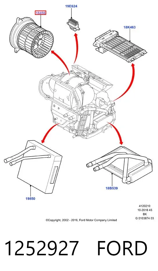 Вентилятора пічки 1252927 Ford