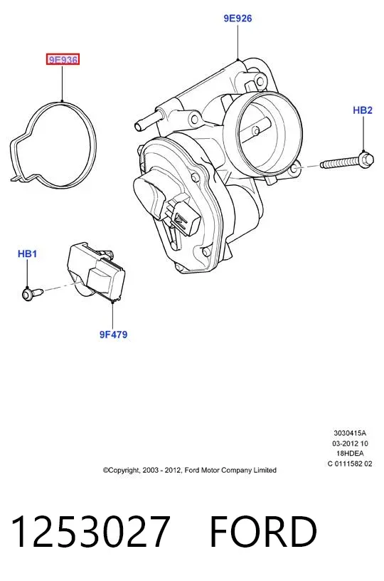 Прокладка дросельної заслінки 1253027 Ford