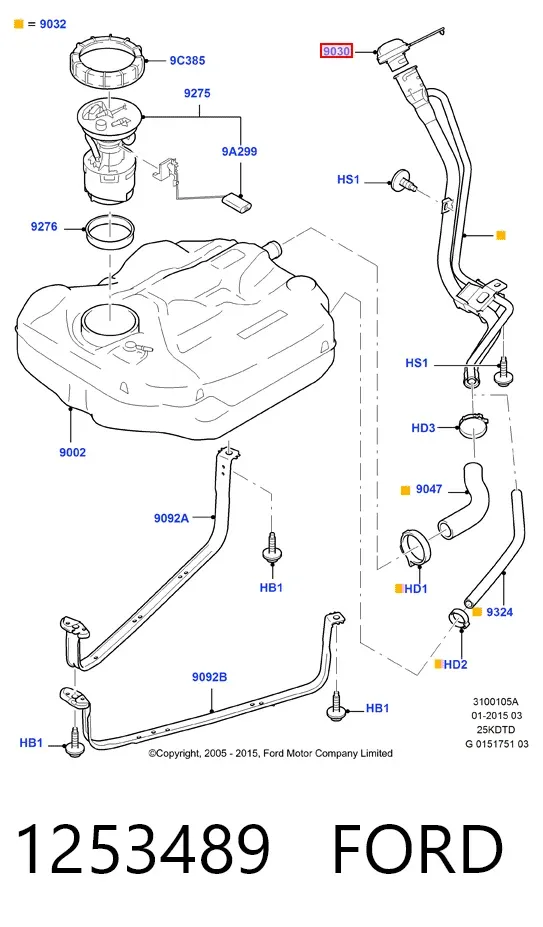 Пробка бензобаку 1253489 Ford