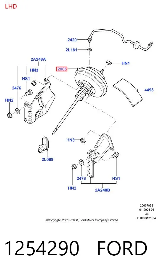 Підсилювач гальм 1254290 Ford