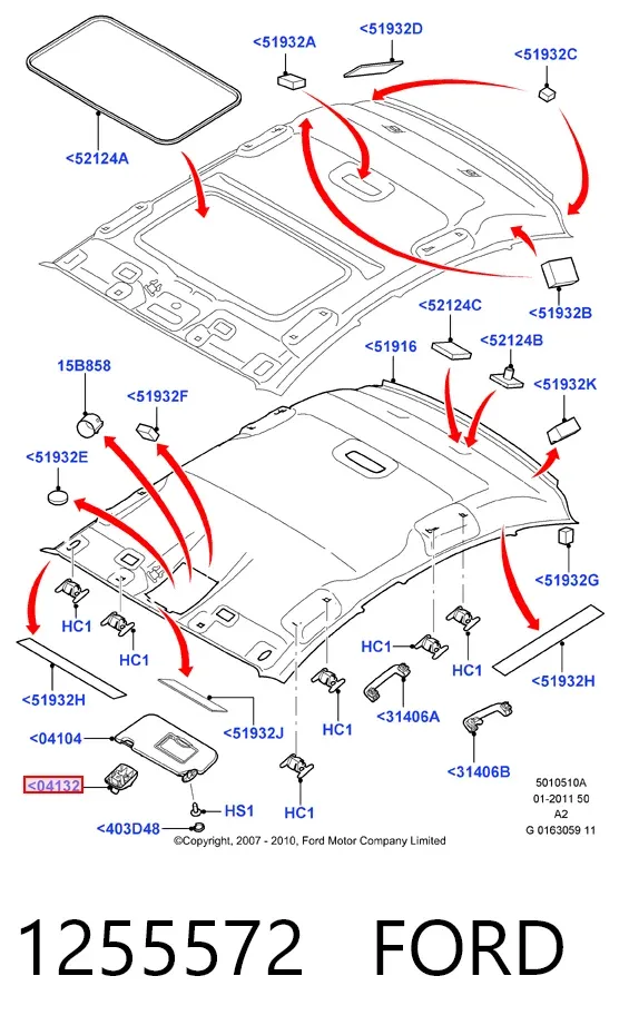 Фіксатор сонцезахисного козирка 1255572 Ford