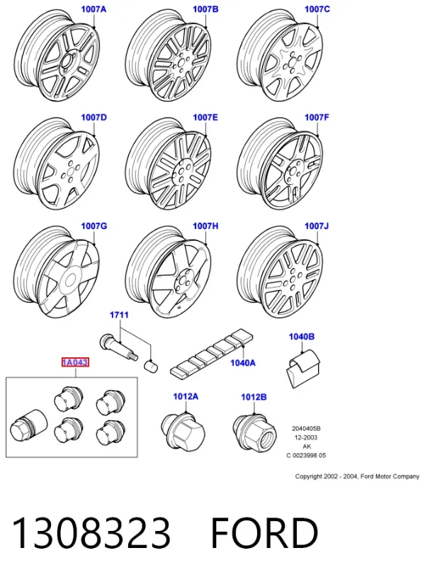 Колісний болт 1308323 Ford