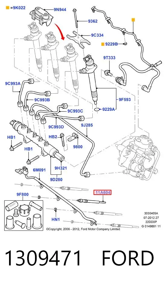 Свічка накалу 1309471 Ford
